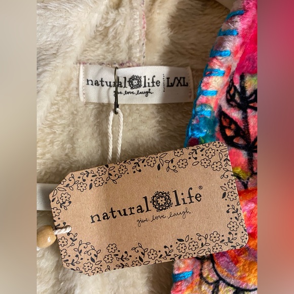 NWT Natural Life Boho Floral Hooded Vest with Sherpa lining.Size L/XL - Picture 7 of 10